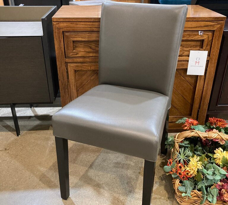 Crate & Barrel Lowe Leather Side Chair DINING CHAIRS Grey 18Wx23Dx34.5H