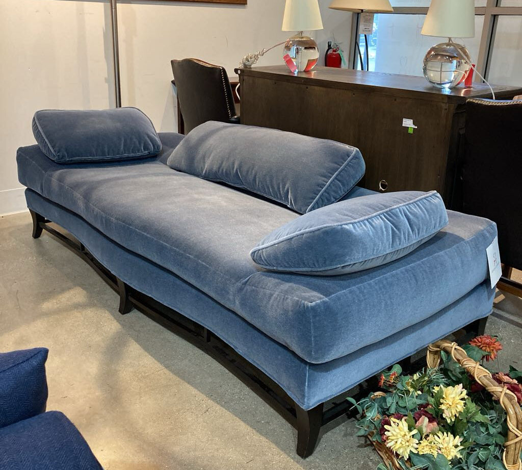 Custom Mohair Lounger CHAISE Blue 84w38d20h