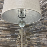 Solid Glass Base w/ Woven Interior Metallic Shade TABLE LAMP 12Wx24H