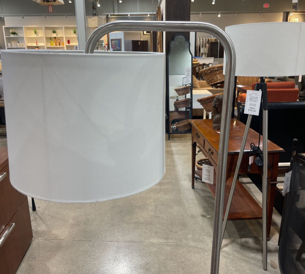 Brushed Nickel Modern Arching Overhang FLOOR LAMP 16Wx58H