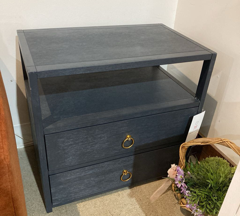 Lark 2-Drawer NIGHTSTAND Navy/Gold 28w17d26.5h