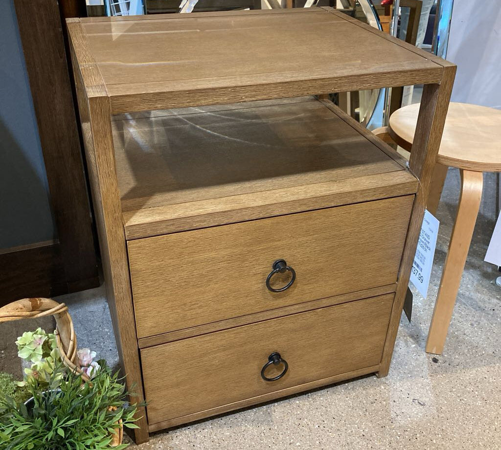 Lark 2-Drawer NIGHTSTAND Light Brown/Black 21w17d26.5h