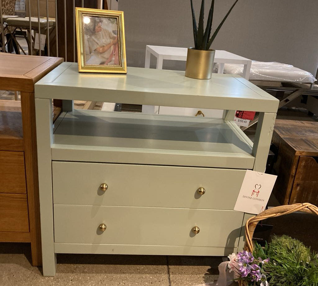 Celine 2-Drawer NIGHTSTAND Sage/Gold 28w17d26.5h