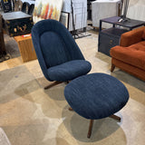 Burrow Airmail Chair & Ottoman LOUNGE CHAIRS Navy Blue Performance Boucle 27w39d33.5h