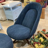 Burrow Airmail Chair & Ottoman LOUNGE CHAIRS Navy Blue Performance Boucle 27w39d33.5h