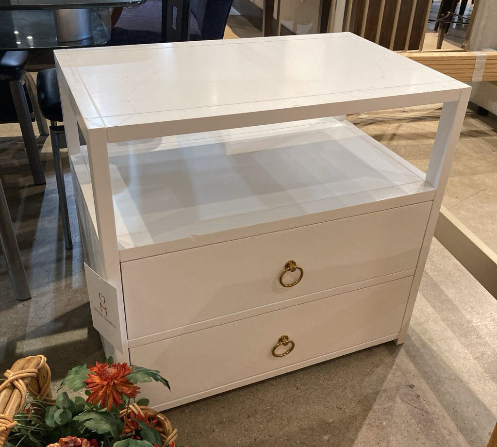 Lark 2-Drawer NIGHTSTAND White/Gold 28w17d26.5h