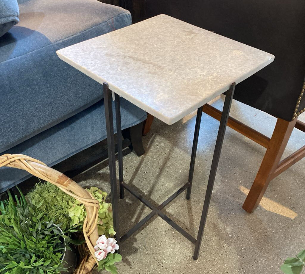 Nigella White Marble Square END/SIDE TABLE 11w11d21h