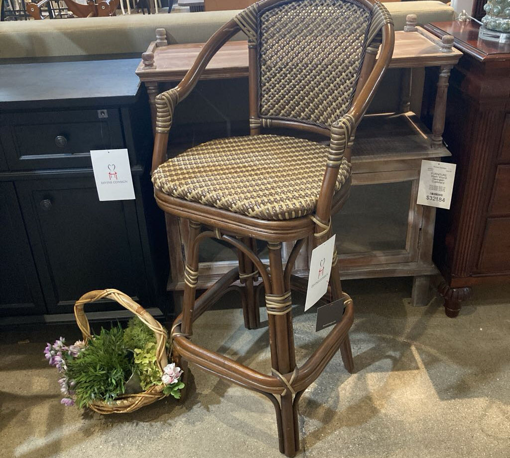 Renata Brown Rattan Bar Height BAR/COUNTER STOOL 21w18d45h