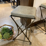 Gabby Flynn Leather Counter Height BAR/COUNTER STOOL Antique Gold/Gray 16.5w16d27h