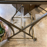 Gabby Flynn Leather Counter Height BAR/COUNTER STOOL Antique Gold/Gray 16.5w16d27h