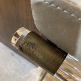 Gabby Flynn Leather Counter Height BAR/COUNTER STOOL Antique Gold/Gray 16.5w16d27h