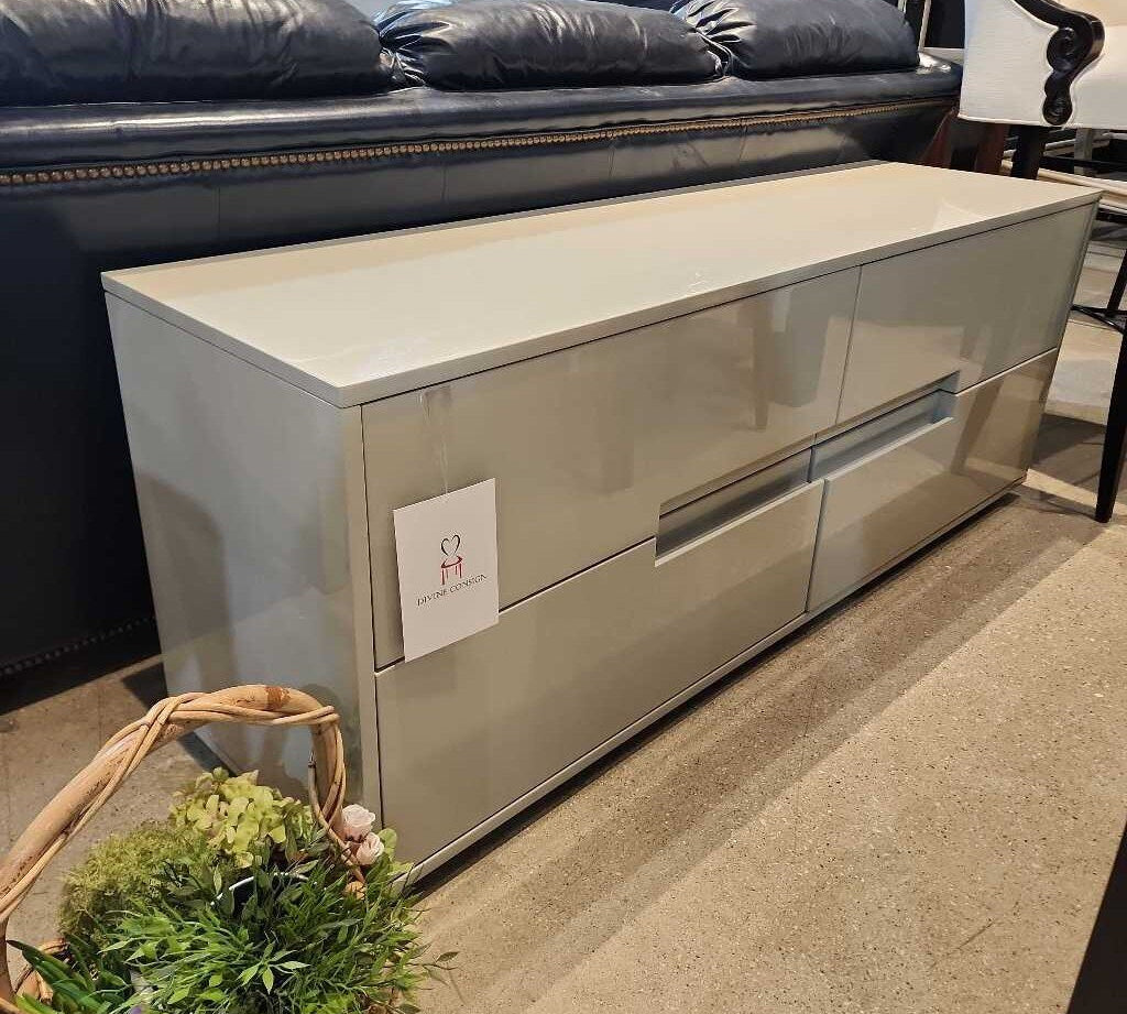 CB2 Low Profile Lacquer 4-Drawer DRESSERS/CHESTS Gray 60w17d23h
