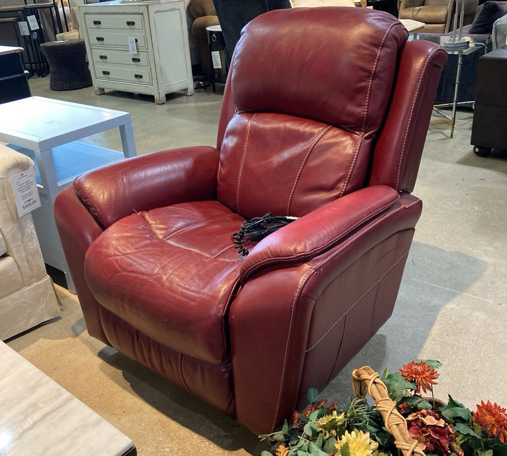 La-Z-Boy Leather Power Rocker/Recliner RECLINERS Red 39w35d39h