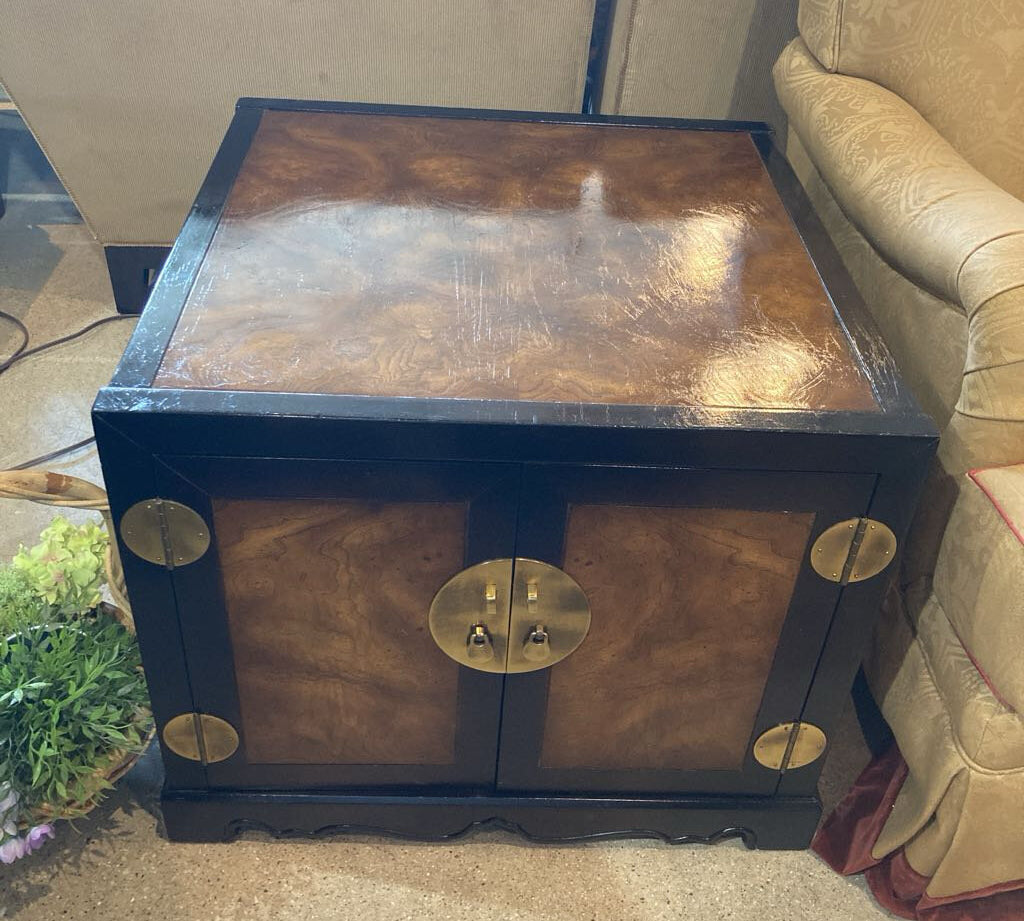 Asian Inspired Burl Accent Cabinet FURNITURE 25w25d21h