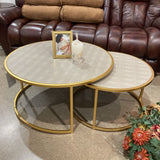 New Pacific Direct Faux Shagreen Round Nesting Tables COFFEE/COCKTAIL TABLE 35d18h