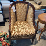 William Switzer Custom Barrel-Back Burl Armchair CHAIR 26.5w23d40.5h