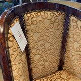 William Switzer Custom Barrel-Back Burl Armchair CHAIR 26.5w23d40.5h