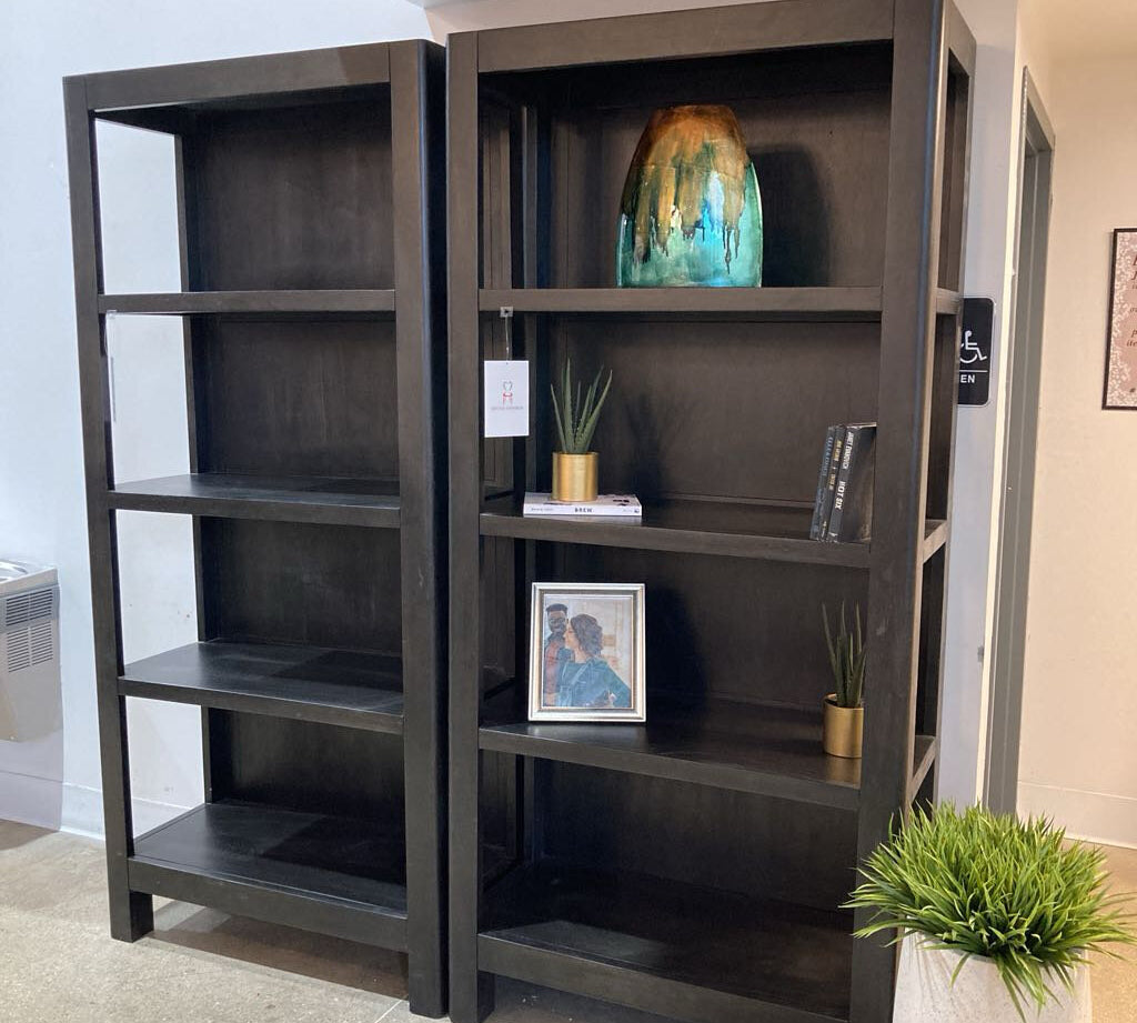 Four Hands Wimberly Bookcase BOOK SHELF Worn Black 38w18d83h