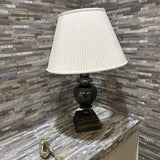 Mid Century Figural Pedestal Metal Lamp w/ Pleated Shade TABLE LAMP 18d28h