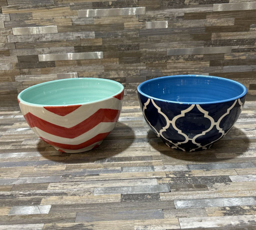 2pc Set Patterned Serving Bowls ACCESSORIES 6.5d4h
