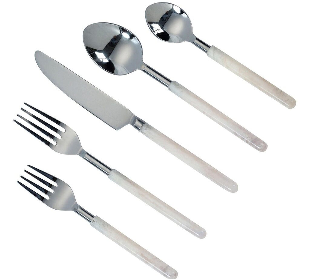 Frose Silver Stainless Steel Flatware - Set of 5 Pieces - Service For 1 GIFT 8.1w1.8d0.5h