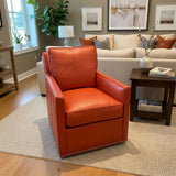 Vanguard Furniture Top Grain Leather Katie Swivel w/ Tack Head Accents CHAIR 30Wx34Dx33H