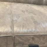 Bernhardt Curved Tufted Top Grain Leather w/ Tack Head Trim Accents SOFA Grey 97Wx39Dx34H