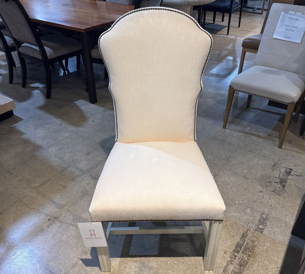 Hickory Chair Highback Weave w/ Brass Tackhead Trim Accents CHAIR Off White 21Wx23Dx43