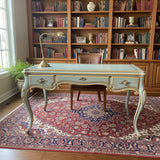 Karges Fine French Louis XV Style 3-Drawer w/ Bronze Ormolu DESKS Green 49Wx24Dx29.5H