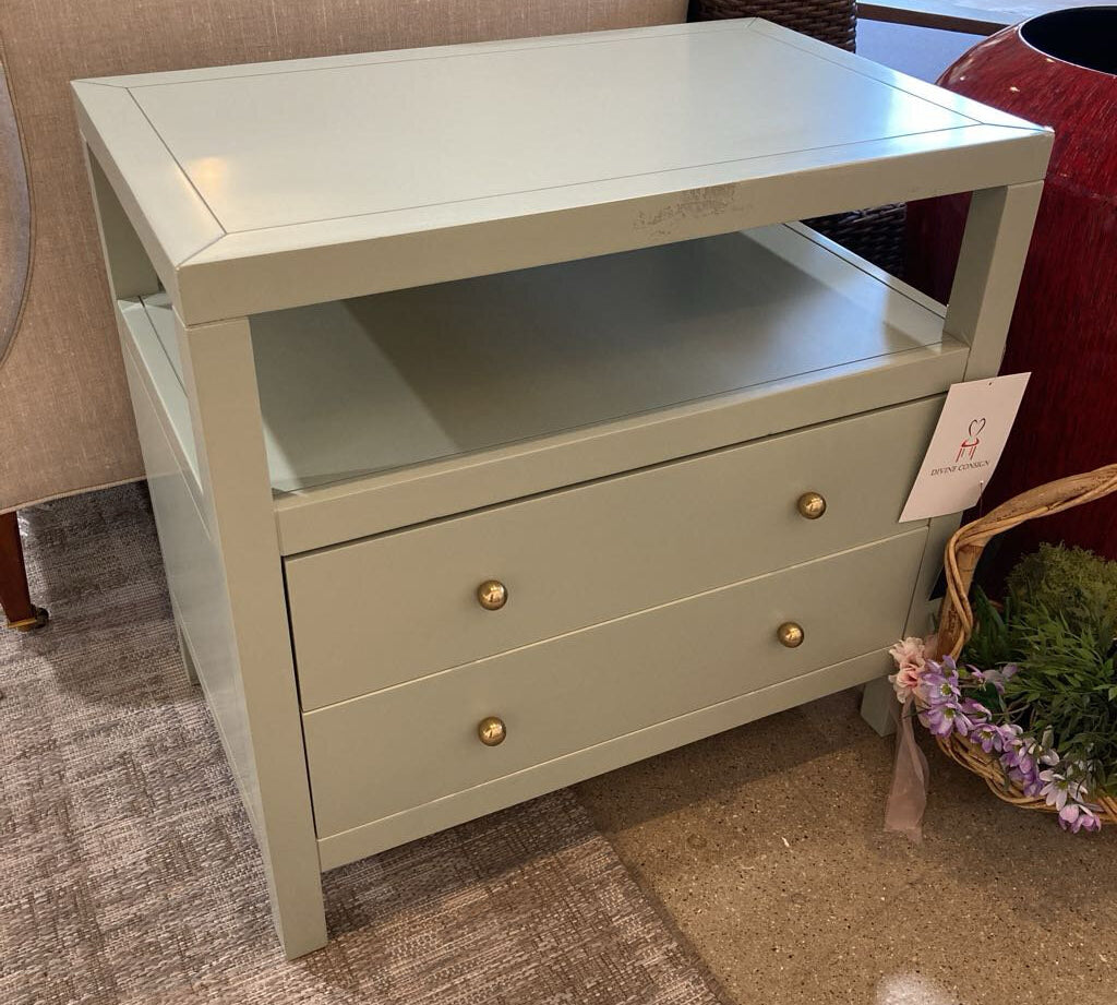 Celine 2-Drawer NIGHTSTAND Sage/Gold 27w17d26.5h