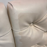 3pc Custom Tufted Leather Banquette FURNITURE Ivory 118w65d41h