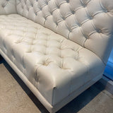 3pc Custom Tufted Leather Banquette FURNITURE Ivory 118w65d41h