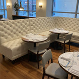 3pc Custom Tufted Leather Banquette FURNITURE Ivory 118w65d41h