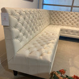 3pc Custom Tufted Leather Banquette FURNITURE Ivory 118w65d41h