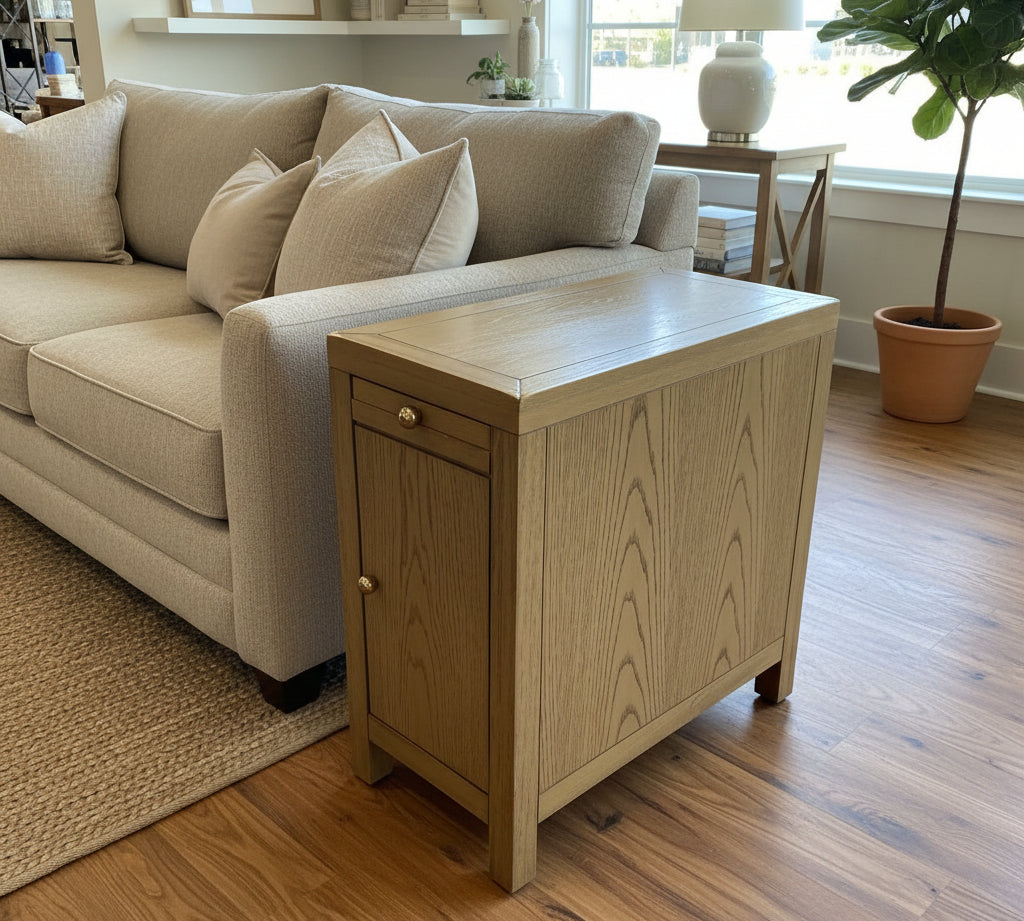 Celine 1-Door END/SIDE TABLE Taupe/Gold 12w24d24h