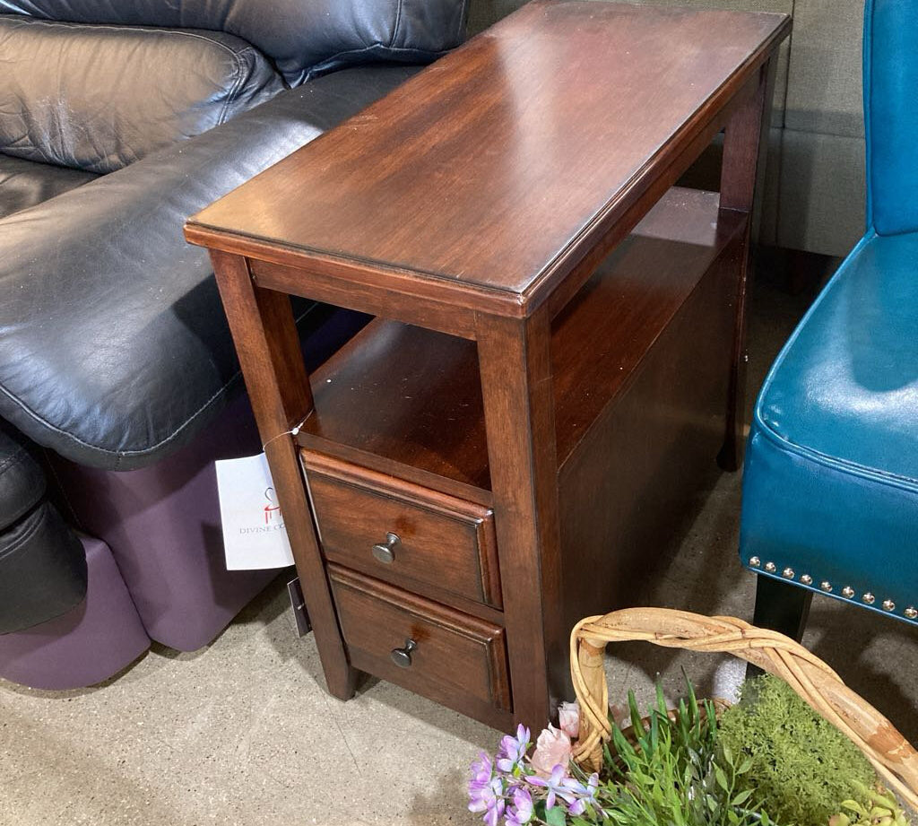 Marcus 2-Drawer END/SIDE TABLE Cherry 12w12d24h
