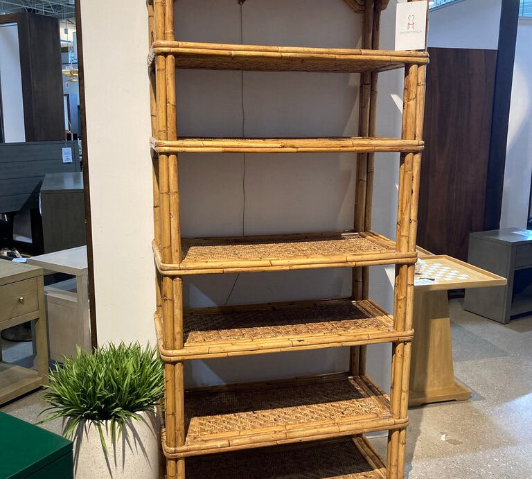 Vintage Bamboo Etagere BOOK SHELF 36w18d80h