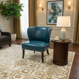Hilton Faux Leather Armless Accent Chair LOUNGE CHAIRS Teal 27w24d32h