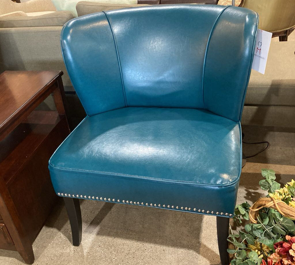 Hilton Faux Leather Armless Accent Chair LOUNGE CHAIRS Teal 27w24d32h