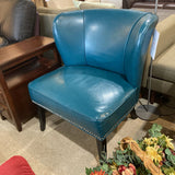 Hilton Faux Leather Armless Accent Chair LOUNGE CHAIRS Teal 27w24d32h