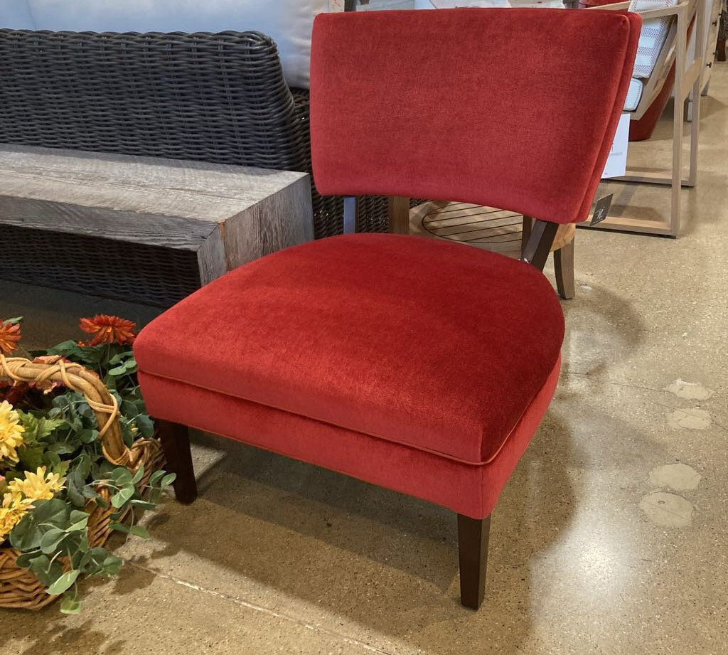 Nancy Corzine Low Profile Velvet Accent Chair CHAIR Red 25w23d30h
