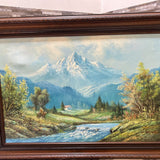 Traditional Framed Serene Mountain Landscape Painting ART WORK 43x32