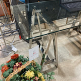 West Elm Chrome Saw Horse Base Glass Top DESKS 56Wx28Dx30H