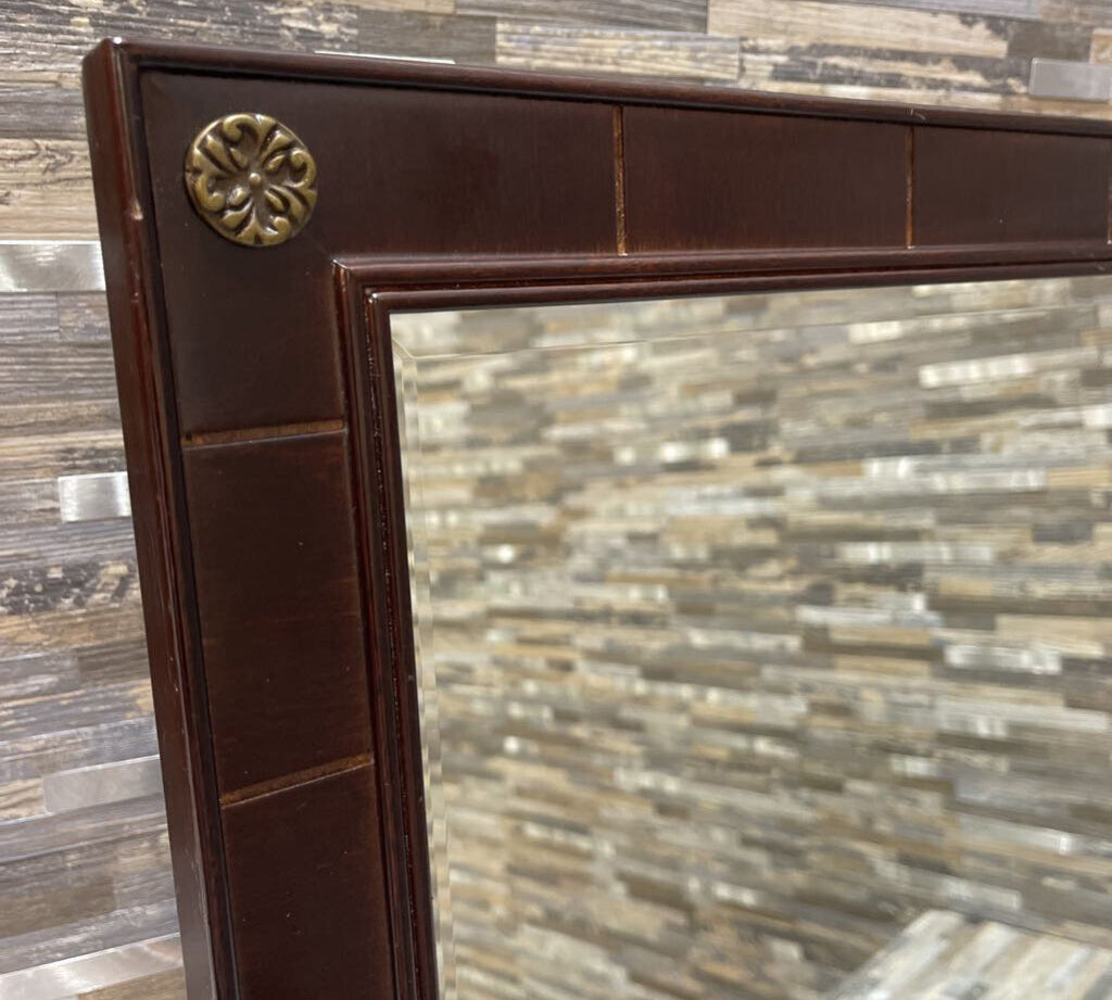 Bombay & Co Wood Beveled w/ Brass Medallion Corners MIRRORS 32Wx22H