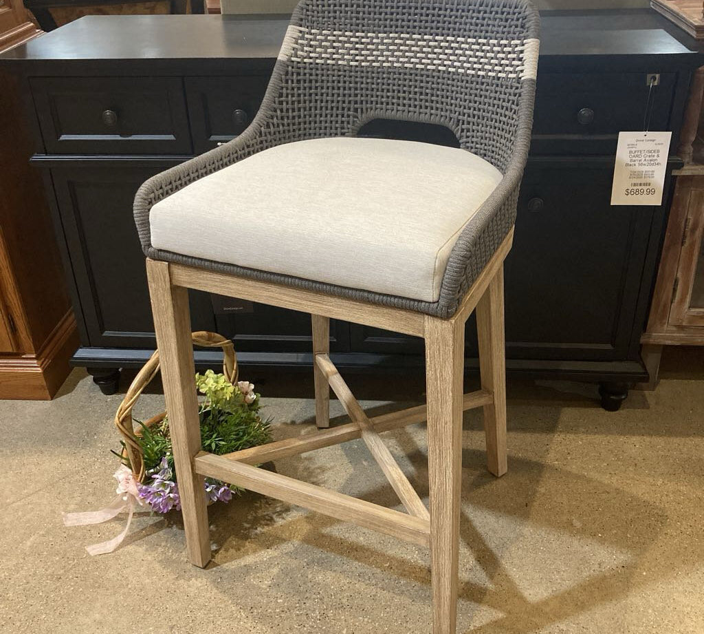 Essential for Living Tapestry Woven Rope Barstool BAR/COUNTER STOOL Dove White/Natural Gray 21w21.5d39h