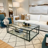 Roche Bobois 1990's Contemporary Glass & Metal COFFEE/COCKTAIL TABLE 49.5w33.5d16h