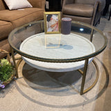 Howard Elliott Collection Tiered Marble & Antique Brass COFFEE/COCKTAIL TABLE 39d17h