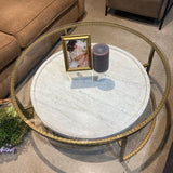 Howard Elliott Collection Tiered Marble & Antique Brass COFFEE/COCKTAIL TABLE 39d17h