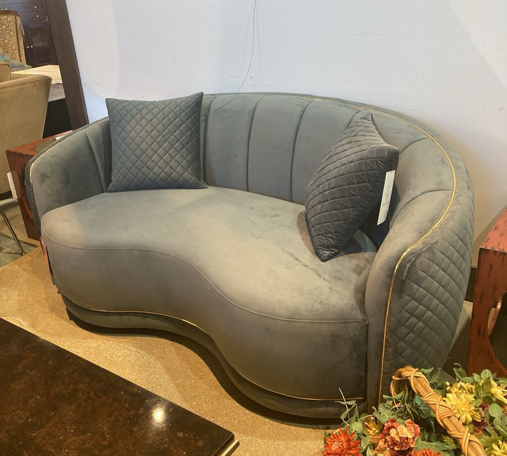 Coaster Brookside Velvet Curved LOVE SEAT Dark Gray 73w41d32h