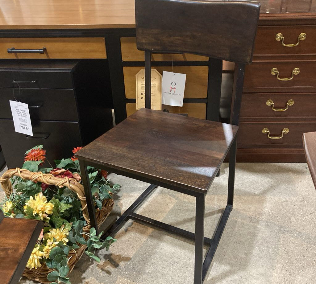 Cast Iron & Acacia Wood DINING CHAIRS 18w17.5d35h